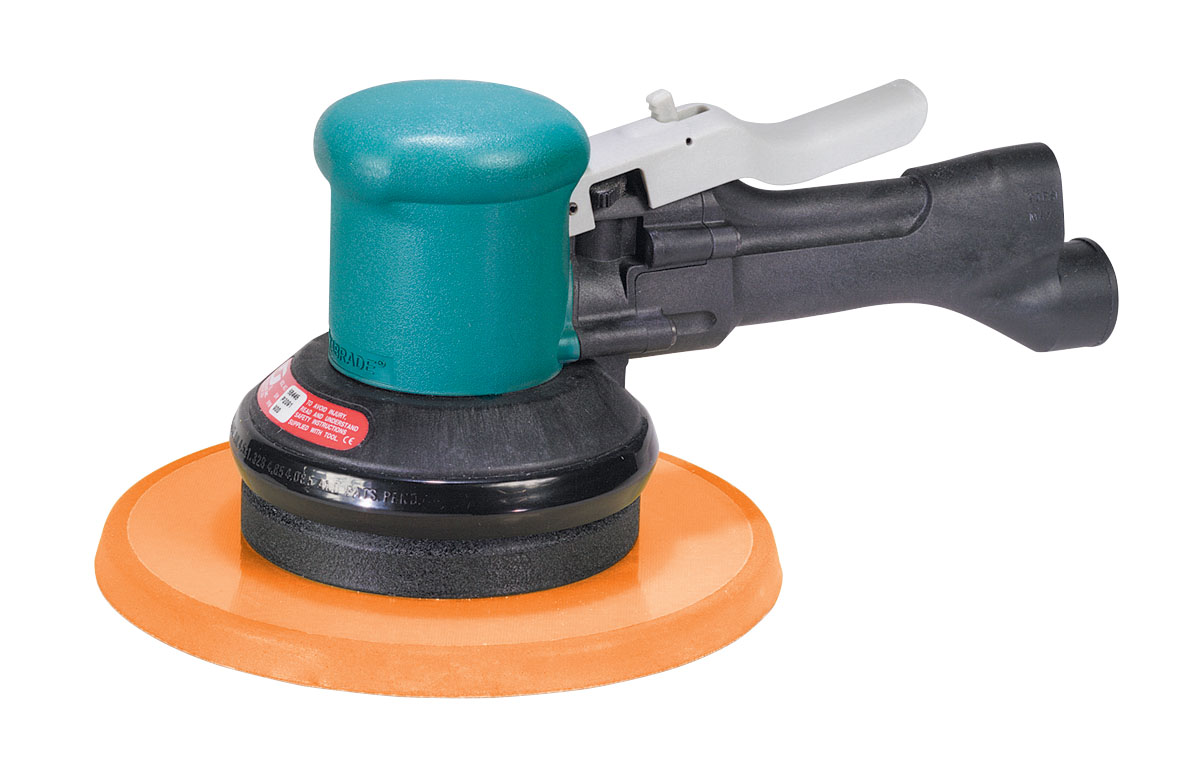 8" (203 mm) Dia. Two-Hand Gear-Driven Sander, Non-Vacuum: .45 hp, 900 RPM, Rear Exhaust, w/56236 Hook Face Pad - Gear Driven Sanders